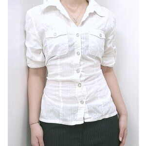 Karen Scott White Fitted Corset Shirt